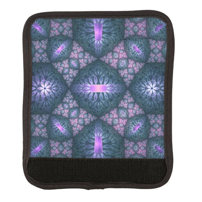 3D Fractal Art Pattern Turquoise Purple Pink Luggage Handle Wrap (Front)