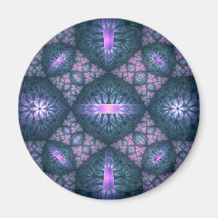 3D Fractal Art Pattern Turquoise Purple Pink Magnet