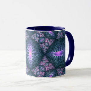 3D Fractal Art Pattern Turquoise Purple Pink Mug