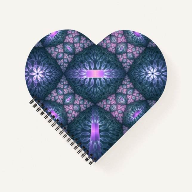 3D Fractal Art Pattern Turquoise Purple Pink Notebook (Front)