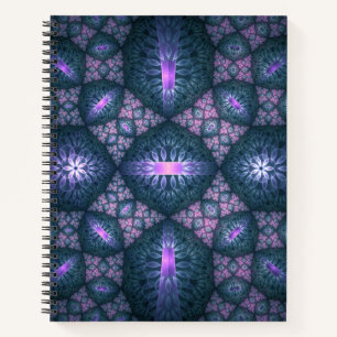 3D Fractal Art Pattern Turquoise Purple Pink Notebook