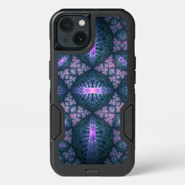 3D Fractal Art Pattern Turquoise Purple Pink Otterbox iPhone Case (Back)