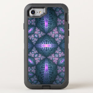 3D Fractal Art Pattern Turquoise Purple Pink OtterBox Defender iPhone SE/8/7 Case