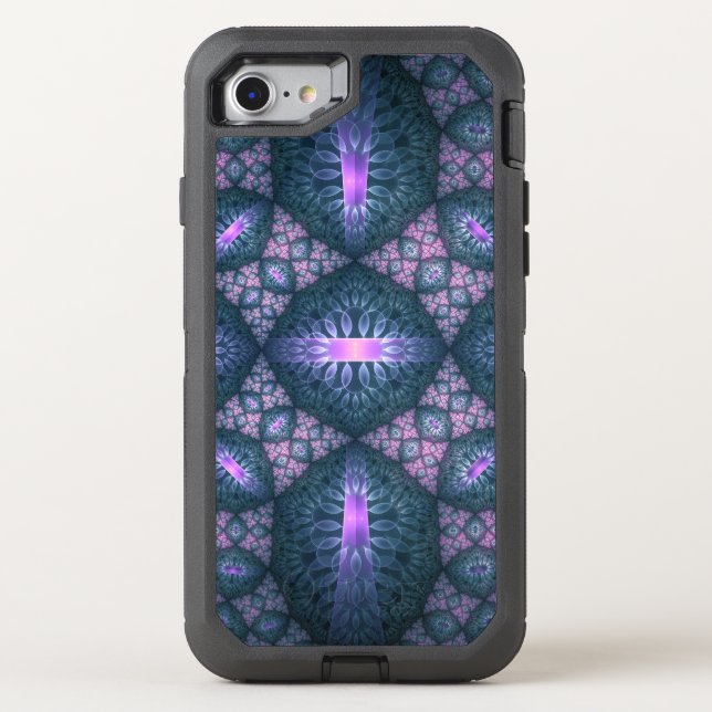 3D Fractal Art Pattern Turquoise Purple Pink Otterbox iPhone Case (Back)