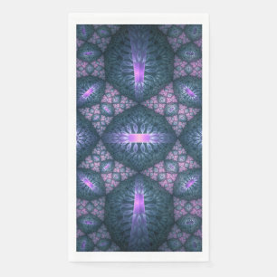 3D Fractal Art Pattern Turquoise Purple Pink Paper Guest Towels