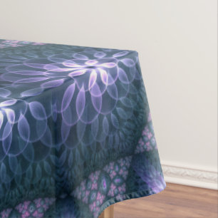 3D Fractal Art Pattern Turquoise Purple Pink Tablecloth