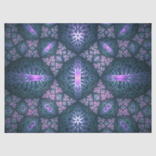 3D Fractal Art Pattern Turquoise Purple Pink Tissue Paper