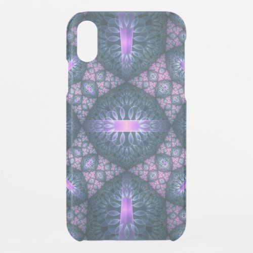 3D Fractal Art Pattern Turquoise Purple Pink iPhone XR Case