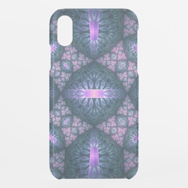 3D Fractal Art Pattern Turquoise Purple Pink Uncommon iPhone Case (Back)