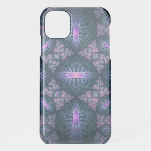3D Fractal Art Pattern Turquoise Purple Pink iPhone 11 Case