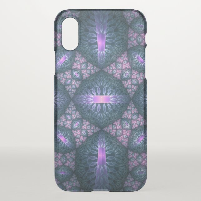 3D Fractal Art Pattern Turquoise Purple Pink Uncommon iPhone Case (Back)