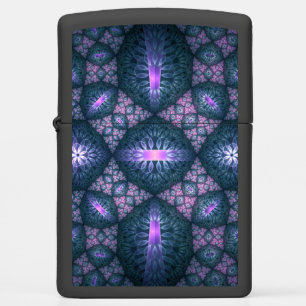 3D Fractal Art Pattern Turquoise Purple Pink Zippo Lighter
