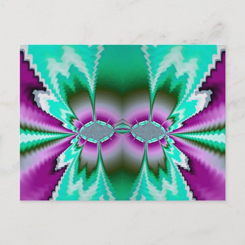  3D Fractal Design Pattern  Green Purple  Postcard