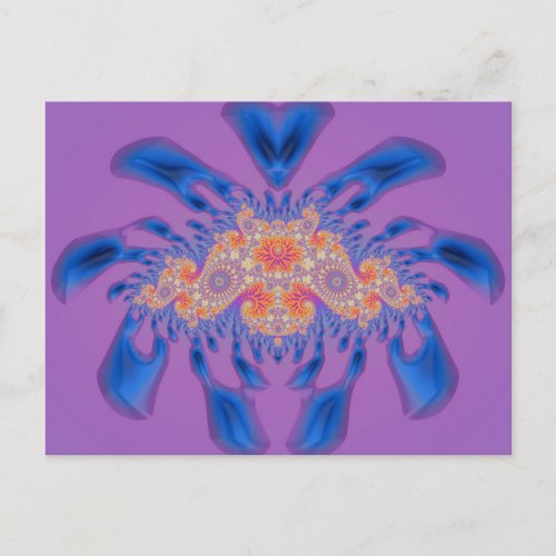  3D Fractal Design Pattern  Purple Blue Orange Postcard