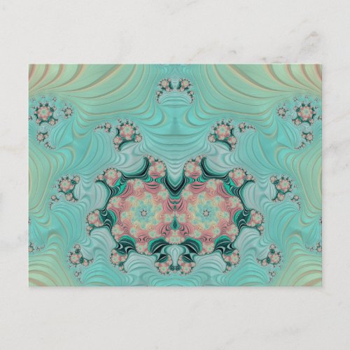  3D Fractal Design Pattern  Shades of Pink Green Postcard