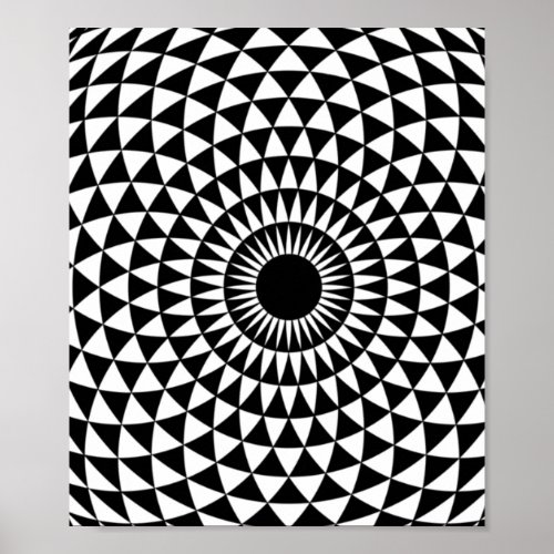 3D Fractal Optical Eye Pop White Illusion Poster