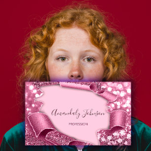 3D Frame Glitter Makeup Event Planner Pink Business Card