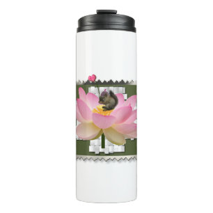 3D Framed Adorable Baby Squirrel On Flower Thermal Tumbler