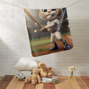 3D Funny Baseball Cat, Baby Blanket