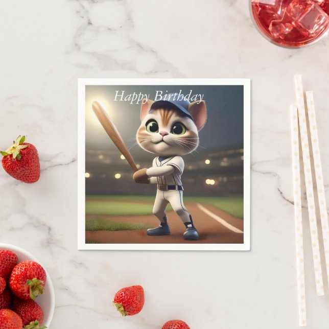 3D Funny Baseball Cat, Napkins (Insitu)
