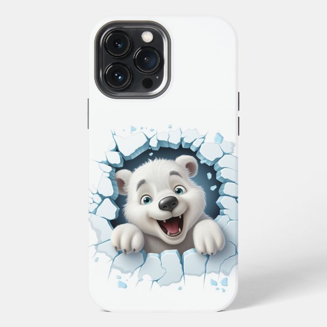 3d Funny Bear Break Ice Iphone Case (Back)