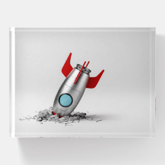 3D funny crashed metal rocket Paperweight