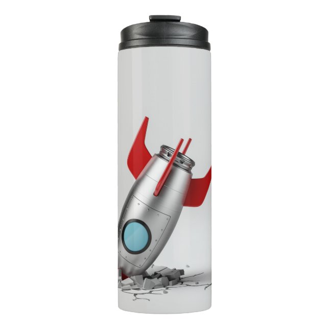 3D funny crashed metal rocket Thermal Tumbler (Front)