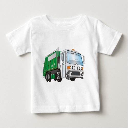 3d Garbage Truck Green White Cab Baby T_Shirt