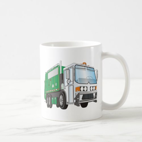 3d Garbage Truck Green White Cab Coffee Mug