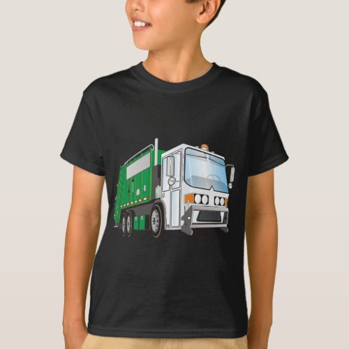 3d Garbage Truck Green White Cab T_Shirt