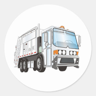 3d Garbage Truck White Classic Round Sticker