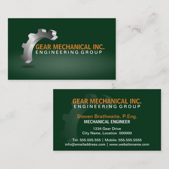3D Gear Mechanical Business Card (Front/Back)