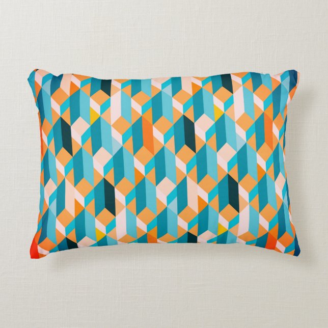 3D Geometric Bauhaus Pattern Accent Pillow (Front)