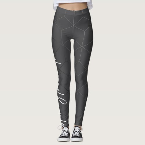 3d Geometric pattern with slogan  Leggings