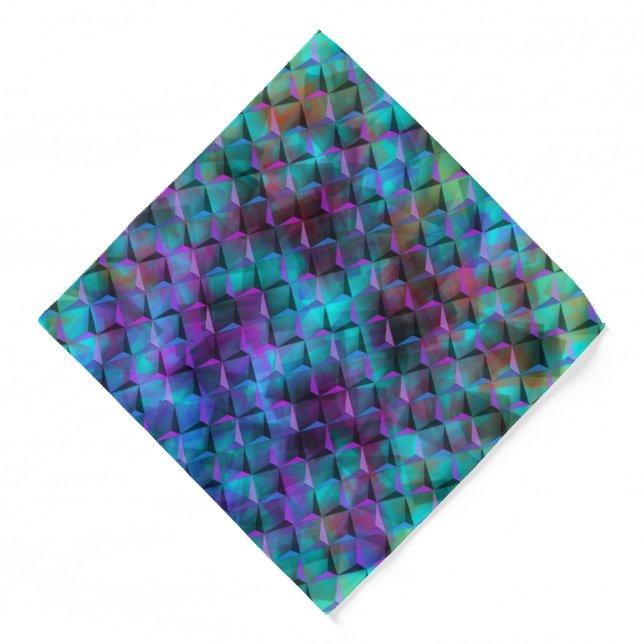 3D geometric shapes, stained pink to bluish lilac Bandana (Front)