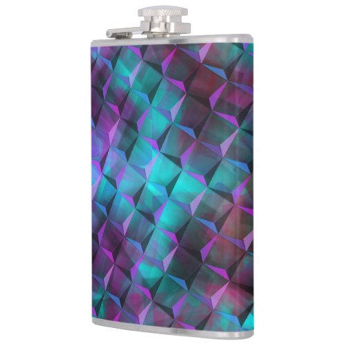 3D geometric shapes stained pink to bluish lilac Flask
