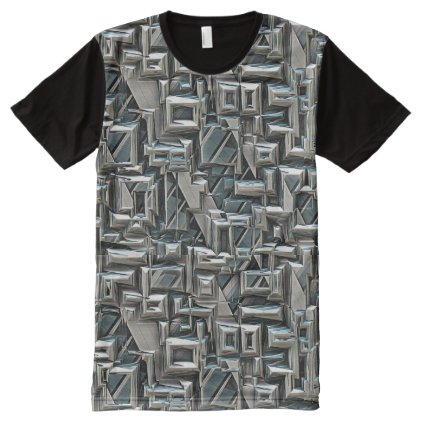 3D Geometric Structure All-Over-Print Shirt