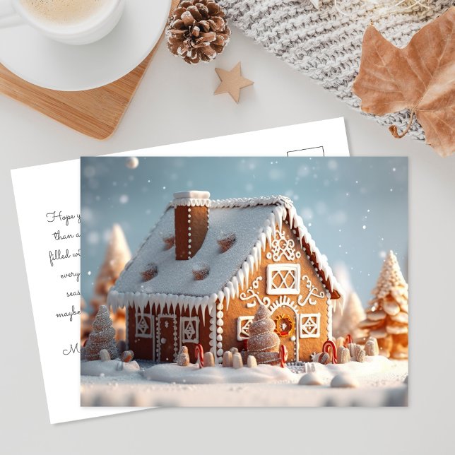 3D Gingerbread House on Winter | Christmas Holiday Postcard (Creator Uploaded)