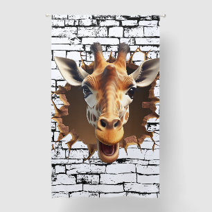 3D Giraffe Wall Break Art – Realistic Safari Blackout Curtains