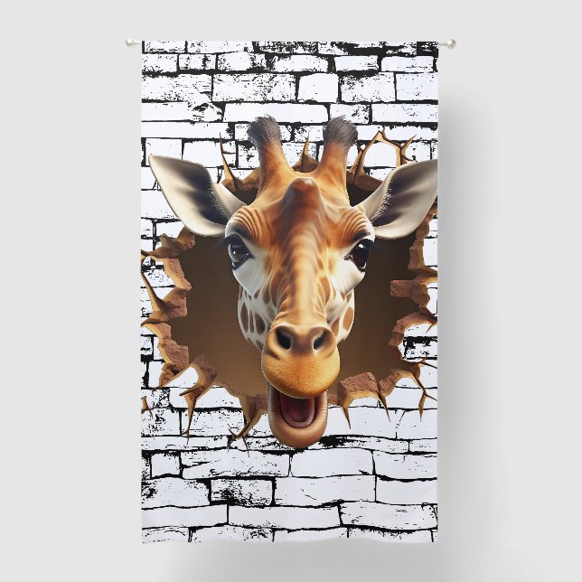 3D Giraffe Wall Break Art – Realistic Safari Blackout Curtains (Front)