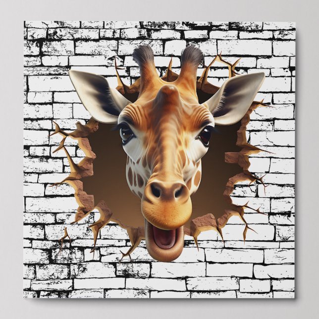 3D Giraffe Wall Break Art – Realistic Safari Peel And Stick Photo Tile (Front Set)