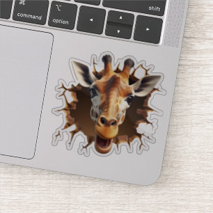3D Giraffe Wall Break Art – Realistic Safari Sticker