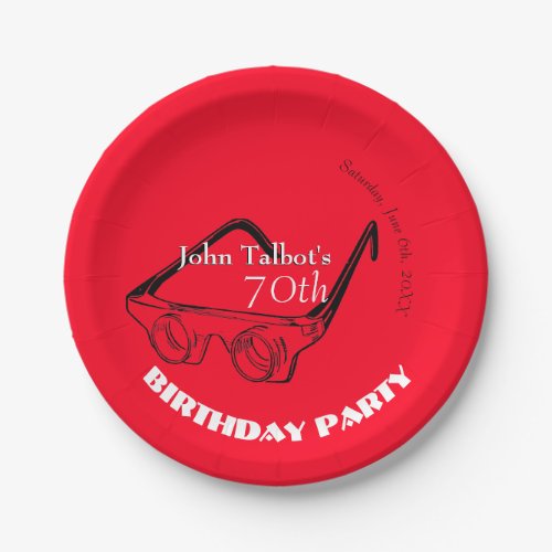 3D Glasses 70th Birthday Party Paper Plate