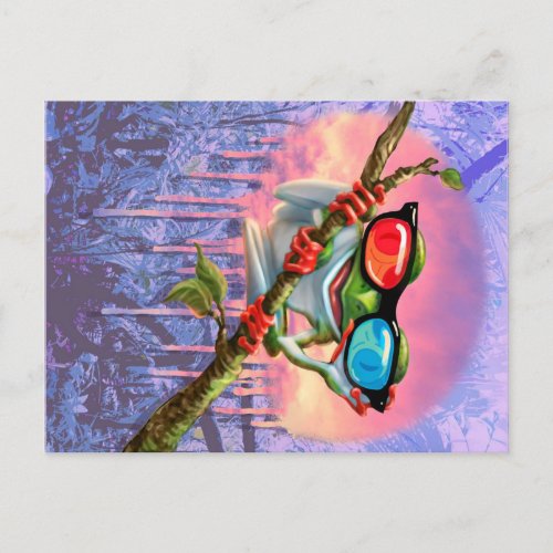 3D Glasses Frog Gift Fleece Flannel Lightweight   Holiday Postcard
