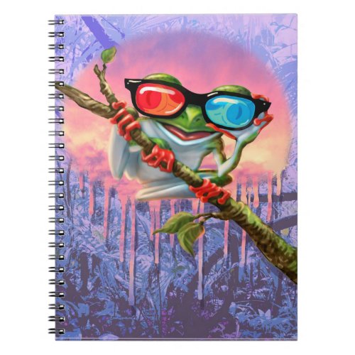 3D Glasses Frog Gift Fleece Flannel Lightweight   Notebook