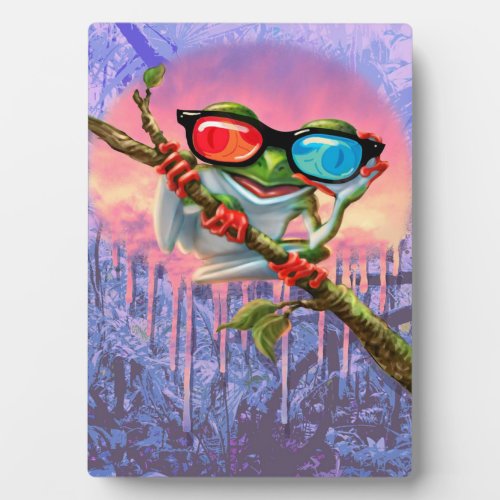 3D Glasses Frog Gift Fleece Flannel Lightweight   Plaque