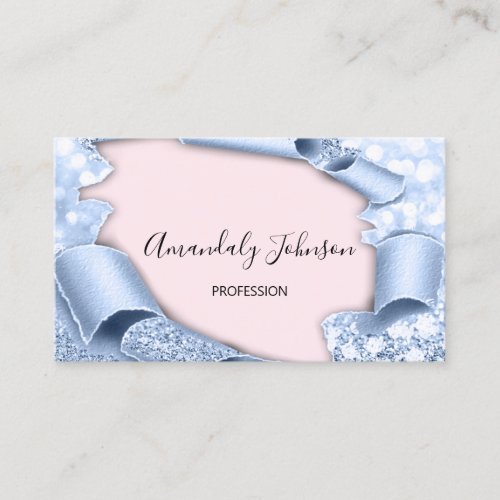 3D Glitter Makeup Artist Rose Pink Blue Glitter Business Card