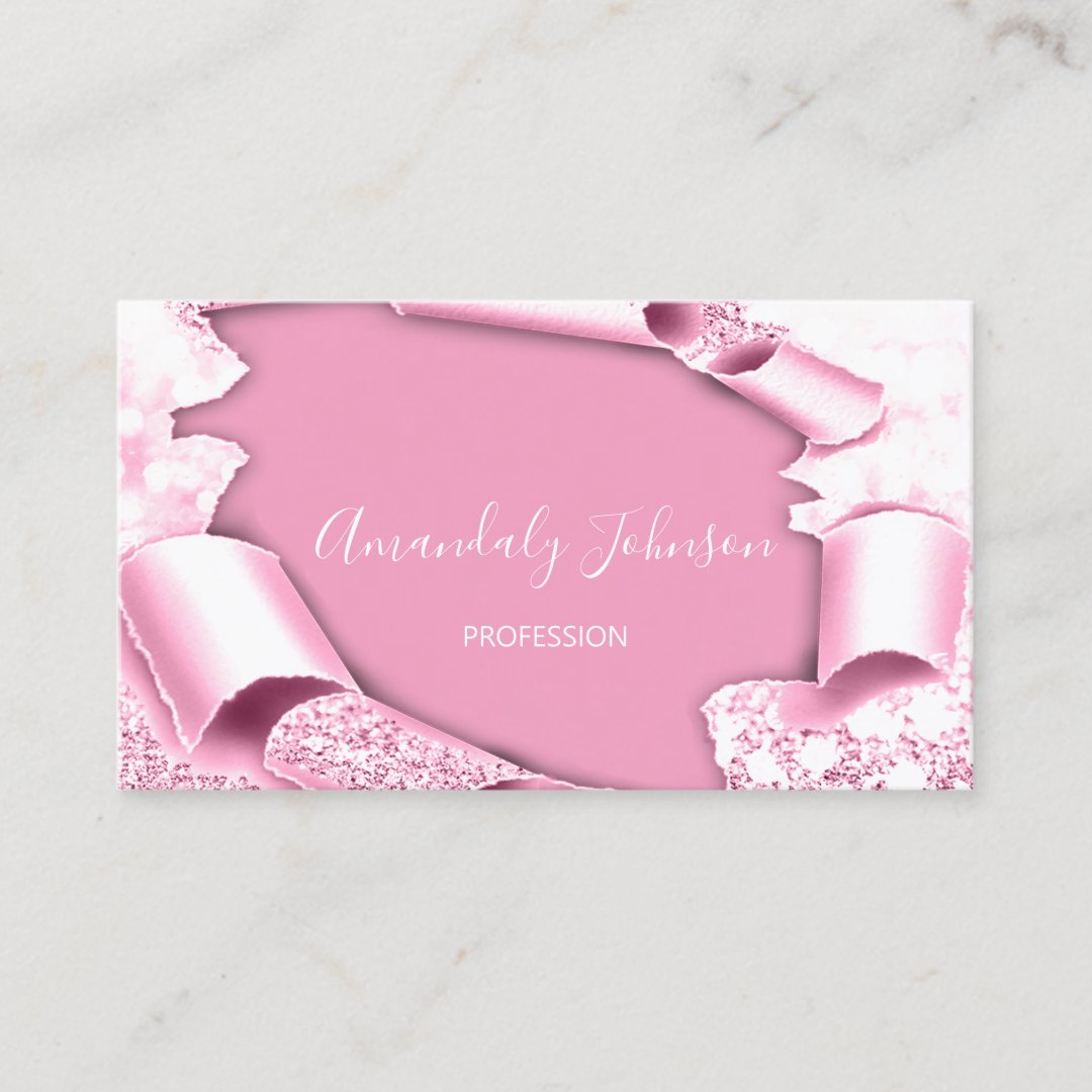 3d Glitter Makeup Artist Rose Pink Glam Business Card Zazzle 7565