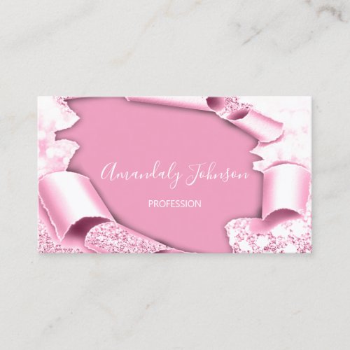 3D Glitter Makeup Artist Rose Pink Glam Business Card