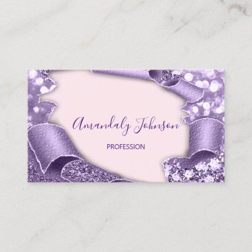 3D Glitter Makeup Artist Rose Pink Purple Business Card